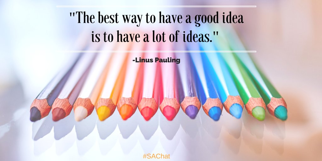 Have a brainstorming session today, just because. #SAChat