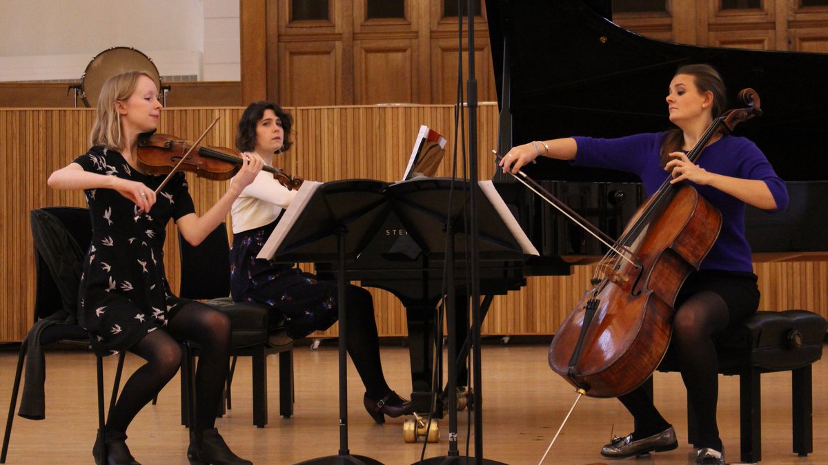 BBCRadio3's tweet photo. The Albany Trio performs music by Judith Bingham, Judith Weir and Rebecca Clarke #womensday https://t.co/R7HvO2Xir4 https://t.co/wuCzxSr7qW