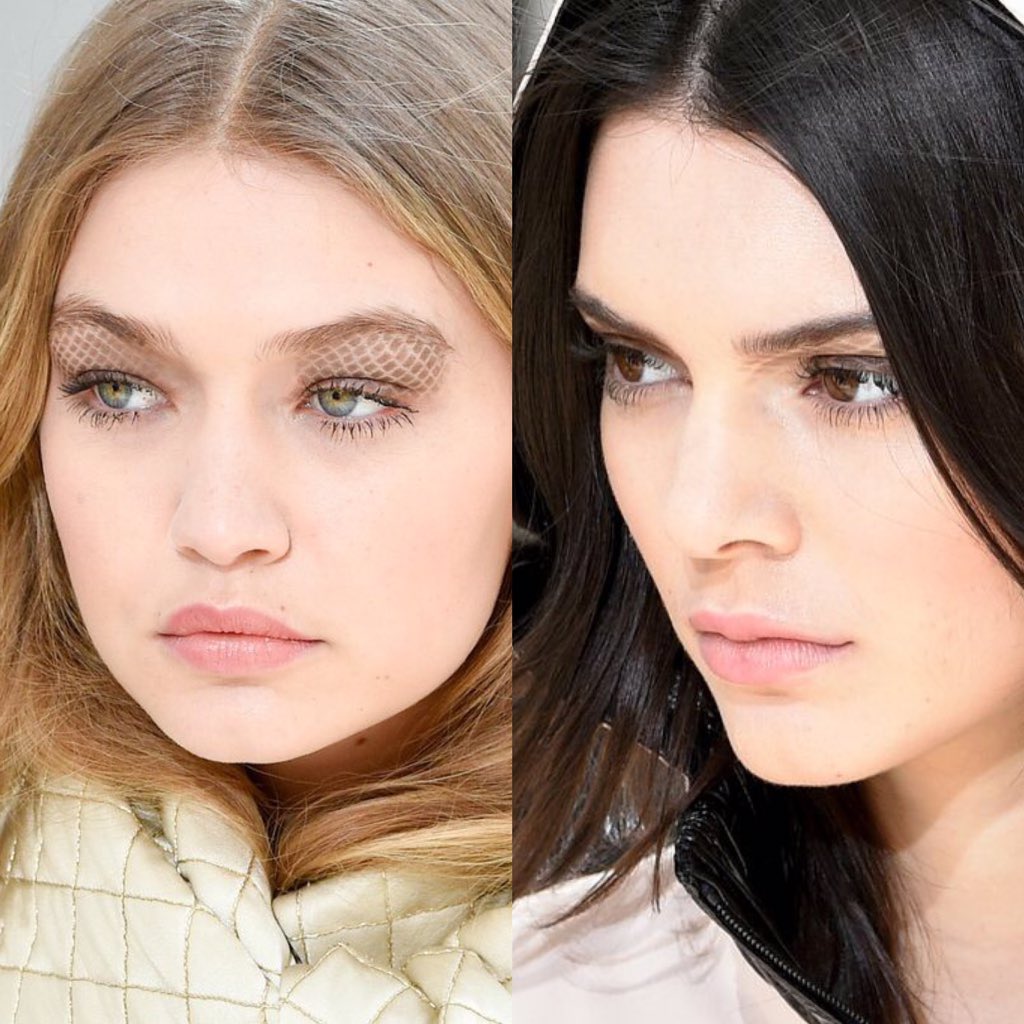 AboutALook's tweet photo. @GigiHadid and @KendallJenner rocking the Chanel Quilted Eye Makeup from the Fall 2016 Show. #Aboutalook https://t.co/NGIAwojn1a