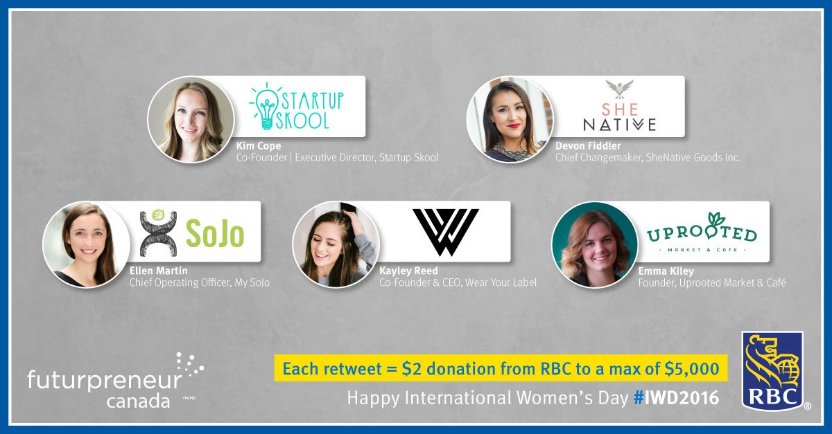 wearyourlabel's tweet photo. Honored to celebrate #IWD2016 with these 4 female-run businesses. @RBC is donating $2 to each of us for RTs today! https://t.co/jaMgLB5iPY