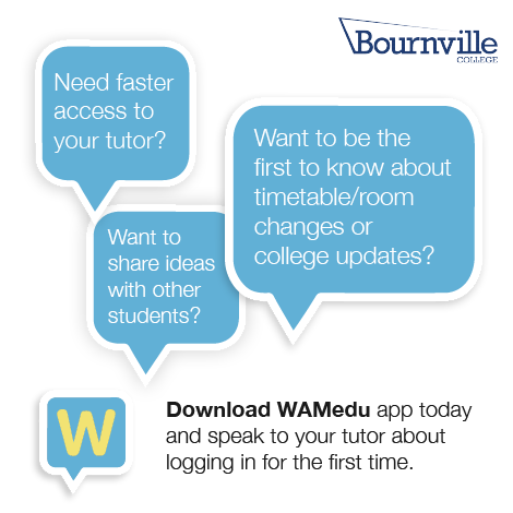 Bournville's tweet photo. Current students make sure to get WAMedu, to speak with tutors and find out the latests updates about the College! https://t.co/dAnEbzKF6f