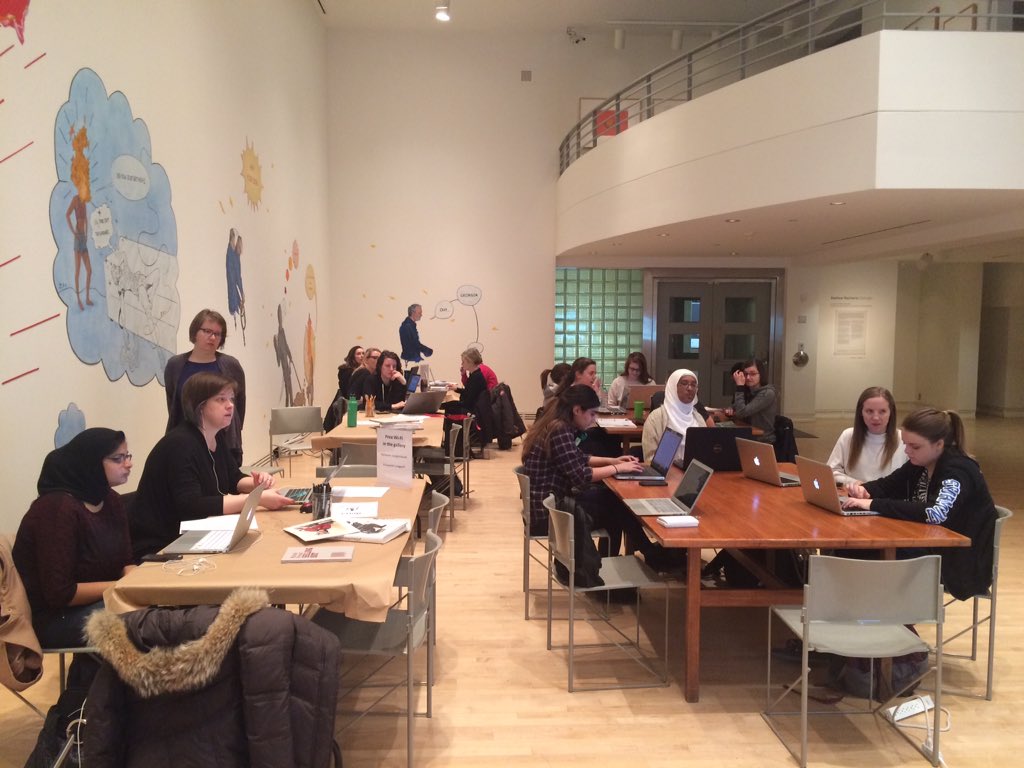 artplusfeminism's tweet photo. A bit of an early start @CUArtGallery w. a @Carleton_U English class on women &amp; lit! #artandfeminism #noweditingaf https://t.co/d96JCHCgsm
