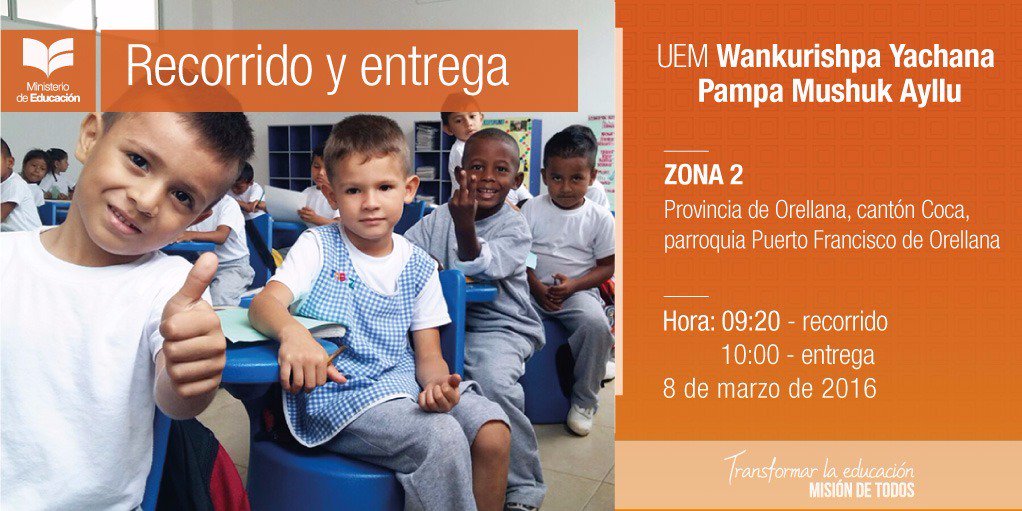 Educacion_Ec's tweet photo. AHORA | Entrega de la #UEMMushukAyllu con la presencia de @MashiRafael y @rompecabezas24 por ➡ @RadioCiudadanaE https://t.co/ZG5QzmGHDK