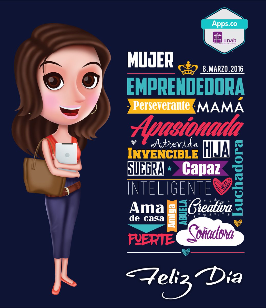 AppsCoUNAB's tweet photo. #FelizDíaDeLaMujer les desea #AppsCo #UNAB. #MujerVibra #FelizMartes. https://t.co/Wik0yQ7mSy
