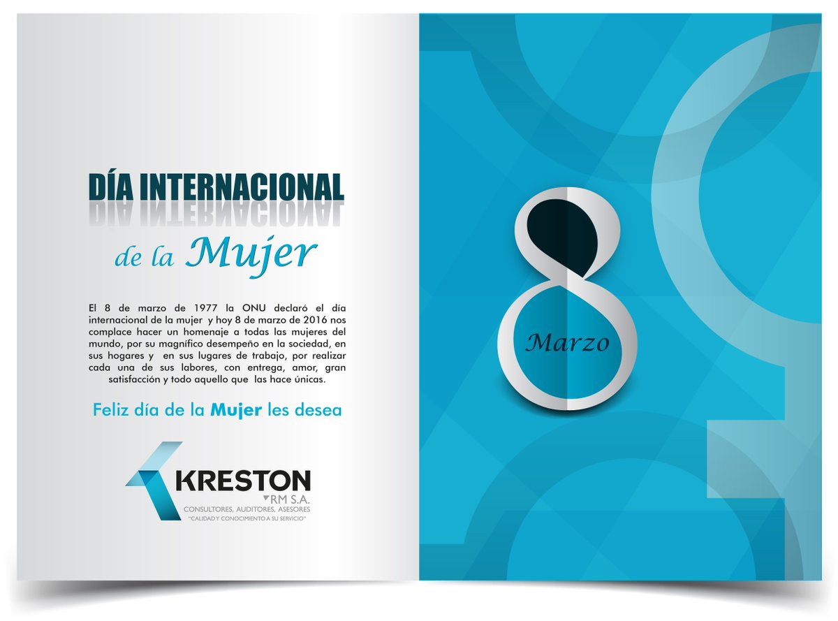 KrestonRMSA's tweet photo. ¡ Feliz día Mujer !
 Kreston RM.  
 https://t.co/J9djZ8tytf
 #diadelamujer #mujer #DiaInternacionalDeLaMujer https://t.co/wi7rssq3wj
