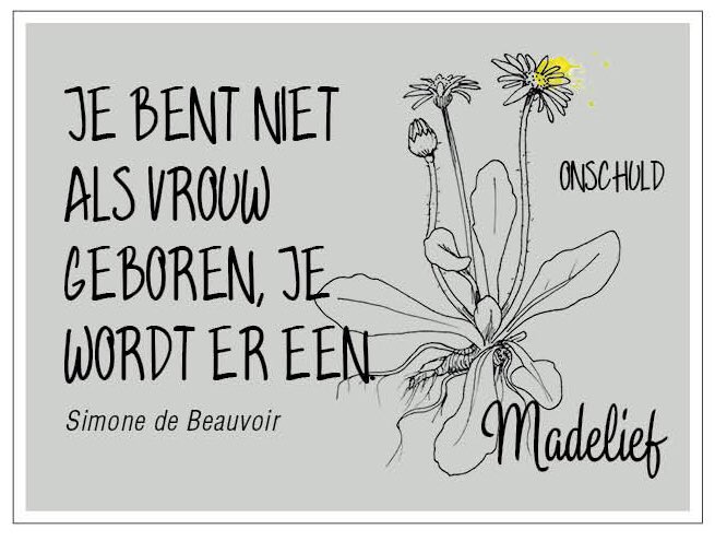 Een madelief met mooie quote van Simone de Beauvoir voor alle vrouwen: #vrouwendag