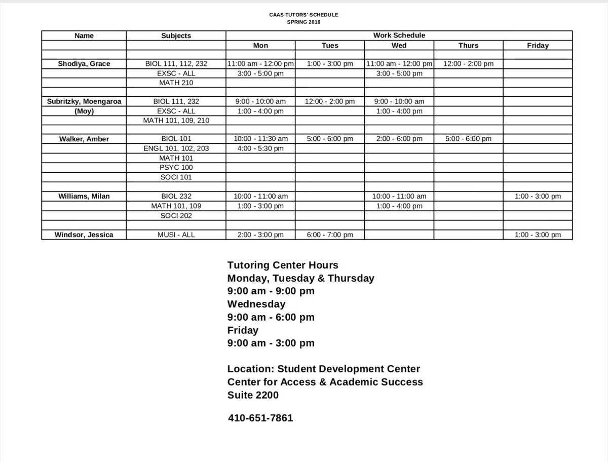 SashaCousins's tweet photo. @umes Stop by CAAS for all your tutoring needs in preparation for midterms. Excel don't fail! #umes https://t.co/orEwDHDiem