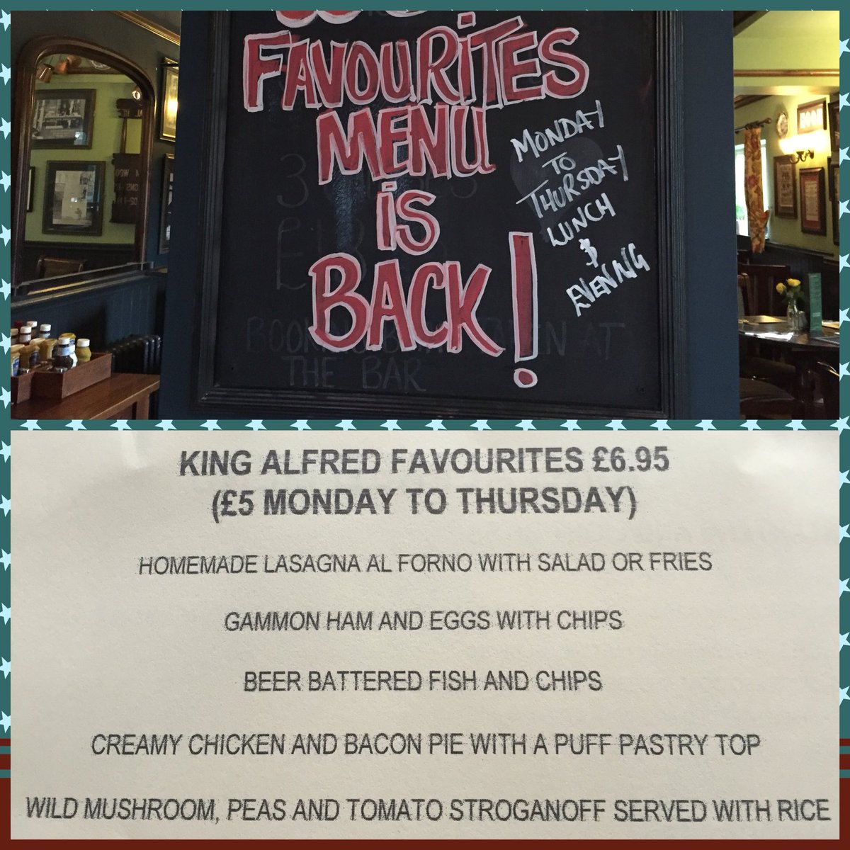 kingalfiepub's tweet photo. £5 favourites are back! https://t.co/mwyxfovg7T