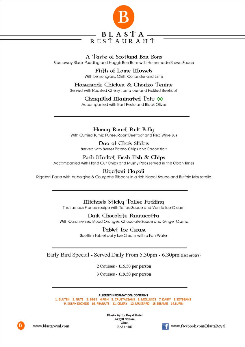 Blasta's new menu - starting this Friday Night - Book a table on blastaroyal.com