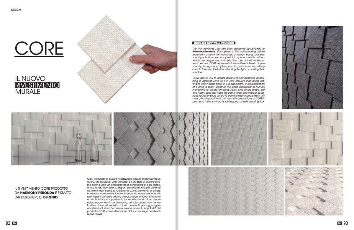 DSIGNIO_COM's tweet photo. Our #design Core for @harmony_peronda in @ANmagazine_ , Grazie!
#tile #wallcovers https://t.co/8zVbkhyutM