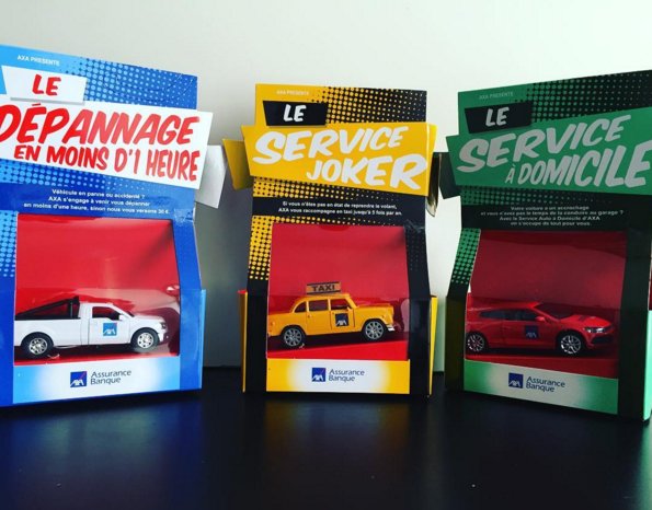 Bonne idée de l'assureur @axafrance qui présente ses services... avec des petites voitures ! 🚗