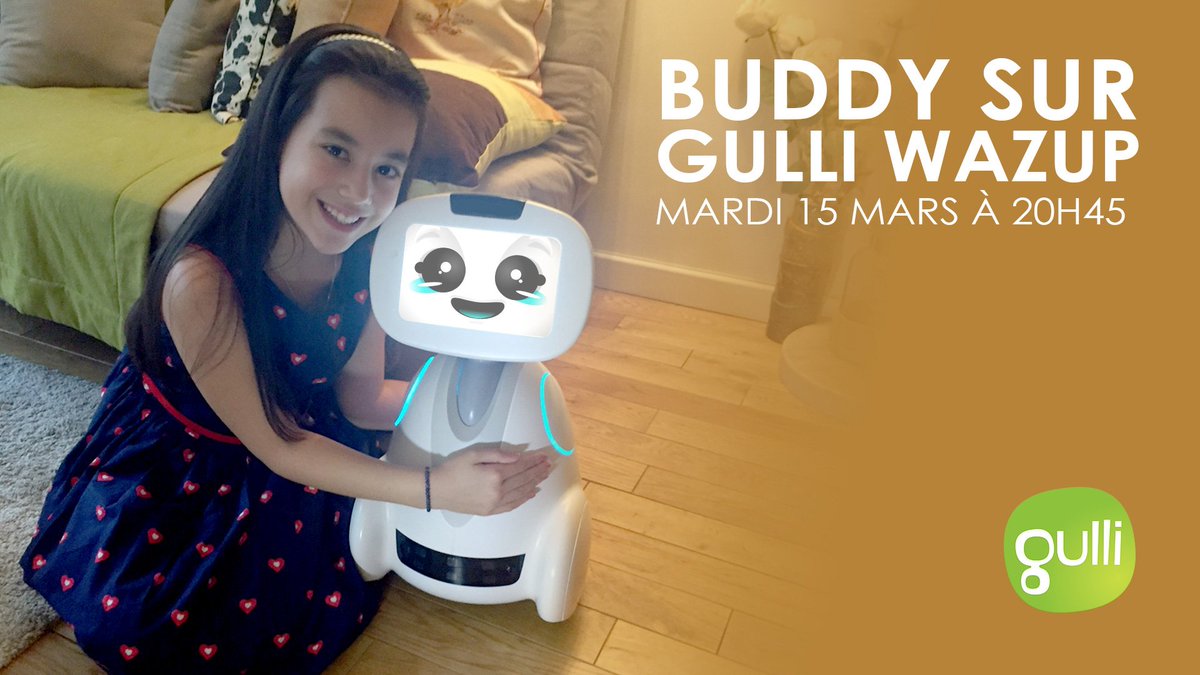 adoptbuddy's tweet photo. Ne ratez pas BUDDY le #Robot Compagnon, Mardi 15 Mars à 20H45 sur @gulli dans l’émission #Wazup, le JT des #enfants. https://t.co/JEjrMIk5zd