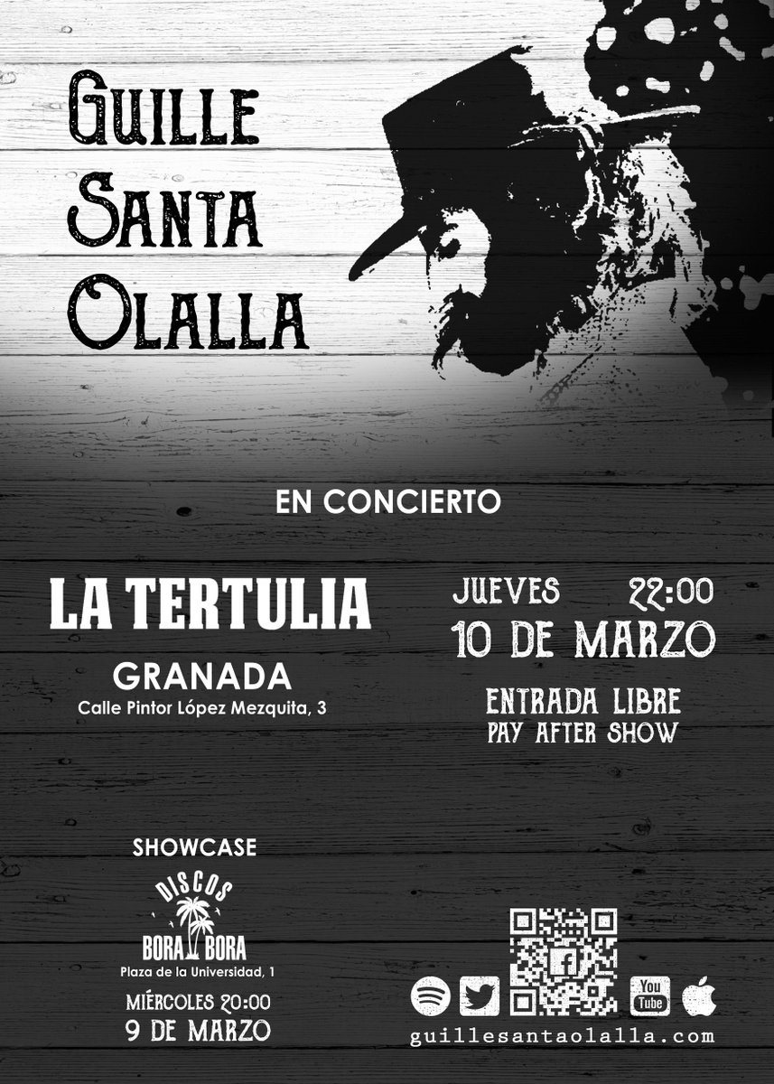 Guille Santa-Olalla (@guisantaolalla) on Twitter photo ¿Os he dicho ya que este jueves estaré cantando en <a href="/tertuliagranada/">La Tertulia</a> y mañana en <a href="/DiscosBoraBora/">DiscosBoraBora</a>? Puro despiste... ¿Os he dicho ya que este jueves estaré cantando en <a href="/tertuliagranada/">La Tertulia</a> y mañana en <a href="/DiscosBoraBora/">DiscosBoraBora</a>? Puro despiste...