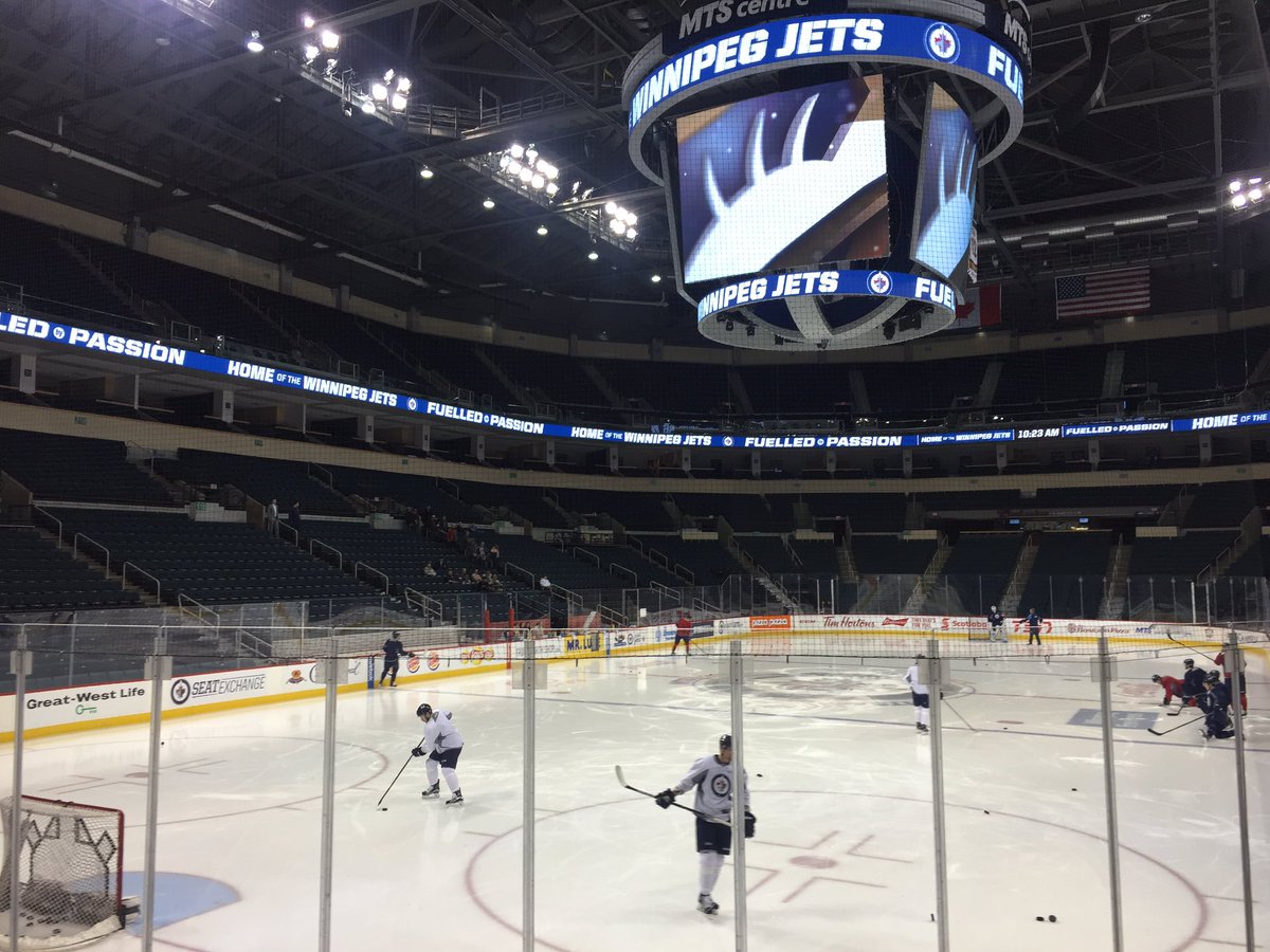 PredsNHL's tweet photo. Good morning from MTS Centre, #Preds will hit the ice in an hour. #NSHvsWPG https://t.co/LWsCXRHBtY