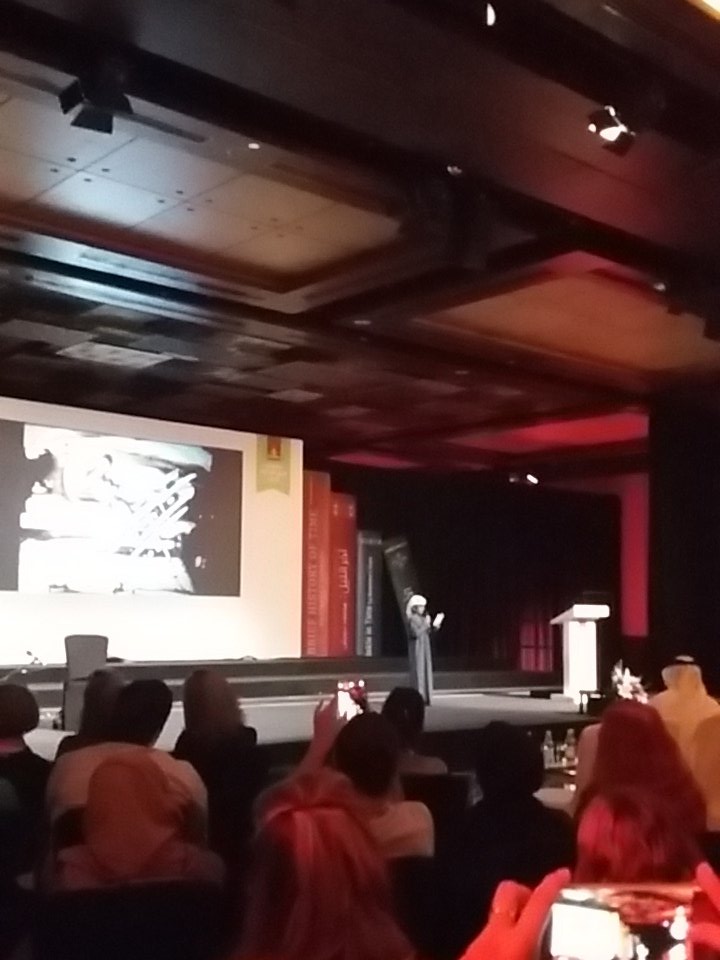 AfzaAsif1's tweet photo. Now 8 yr old youngest #Emiriti author reads an excerpt #OasisInTime opening night  #EAFOL16 https://t.co/jiFT6L2JoY