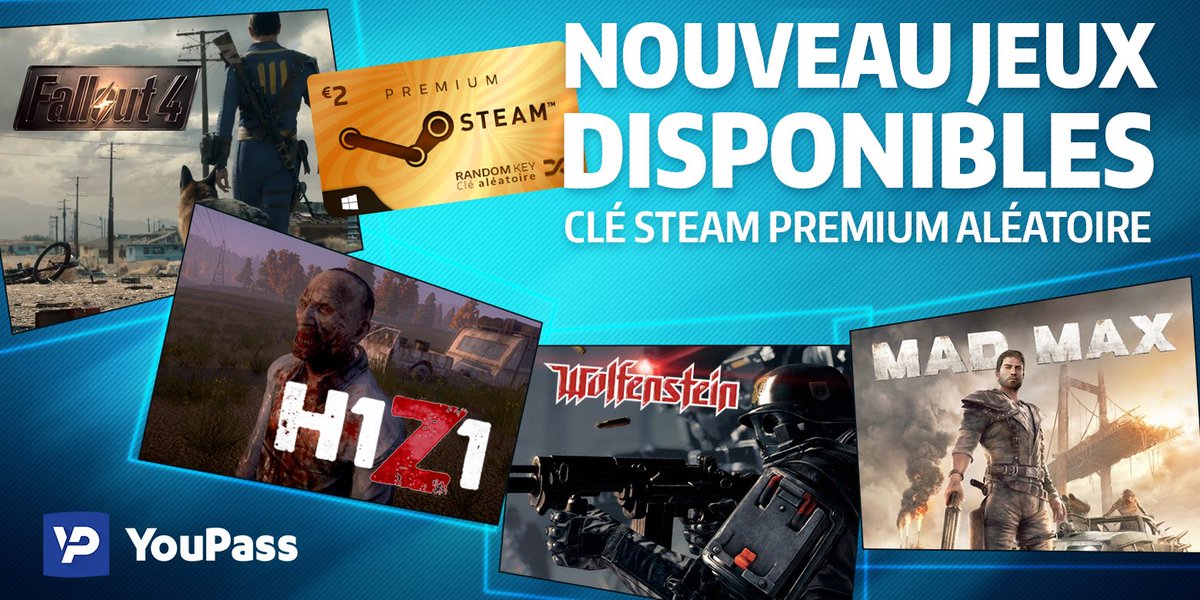 YouPassFR's tweet photo. Les #PremiumSteamKey Γ©voluent ;)
Payez avec votre π± β https://t.co/PSfPBp5Y94
5 codes KDO Γ gagner parmi les #RT https://t.co/RqLmDI3SDK