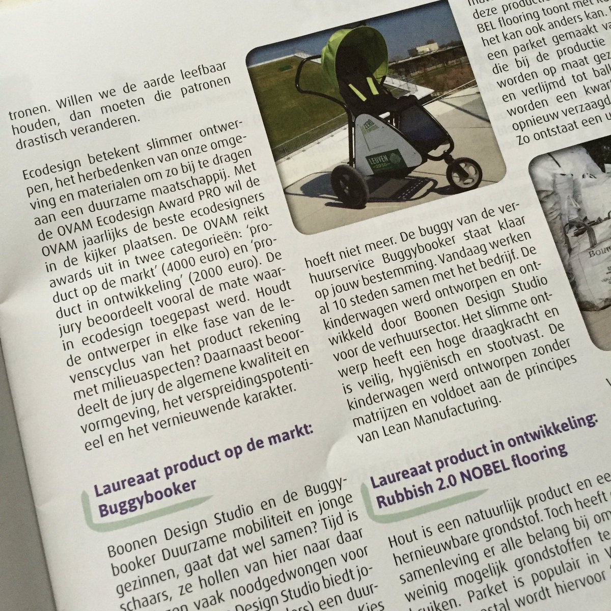 Innovatiedesign's tweet photo. Bekende in de pers @buggybooker  @boonendesign #ecotips #congrats https://t.co/SYZv3pLMOr