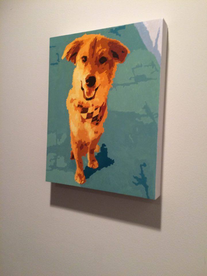 FurFame's tweet photo. We hung our portrait of our Cedar puppy at the entrance of our family room. It makes us smile every day!
 Kira J https://t.co/mQhQkM0UN4
