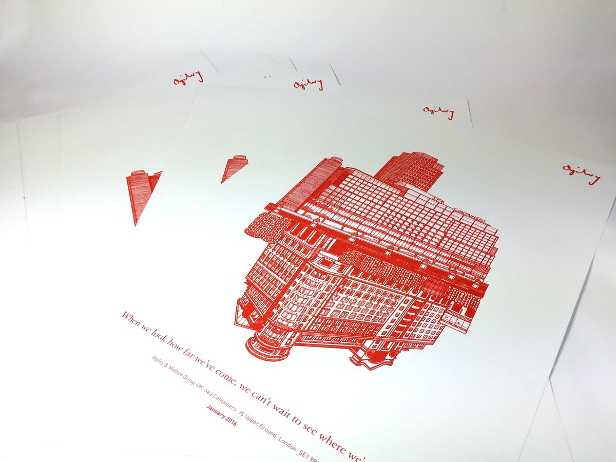 Some beautiful hand printed #screenprints coming off press for <a href="/ogilvy/">Ogilvy</a>. Printed on white frost #colourplan #oglivy