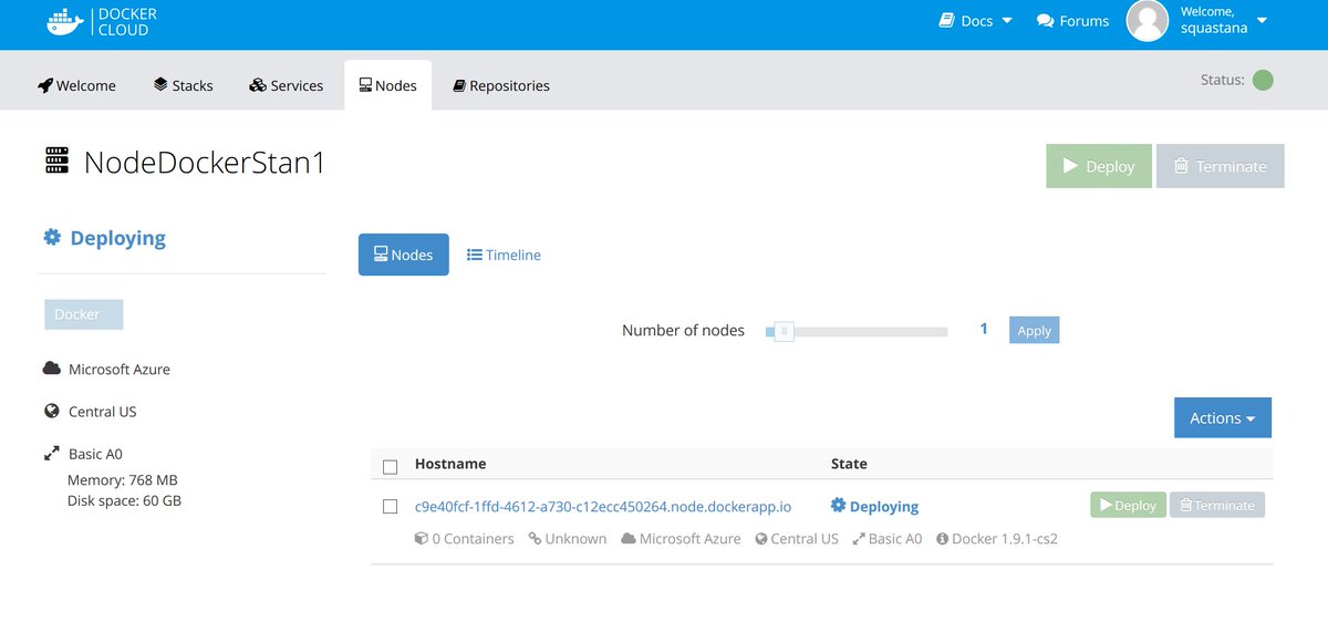 squastana's tweet image. Deploying my first node on Azure using Docker Cloud :-) #Docker #DockerCloud #Azure   Groovy