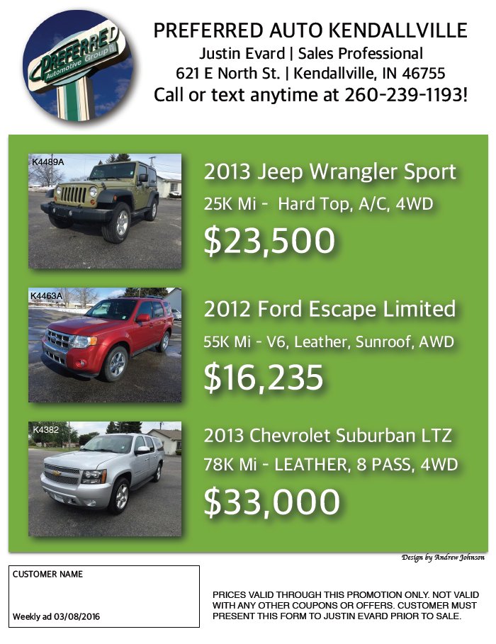 PreferredAuto's tweet photo. Check out this week's specials from #PreferredAuto in Kendallville! https://t.co/YlHQ2Muri1 https://t.co/fdHDGvwGpR