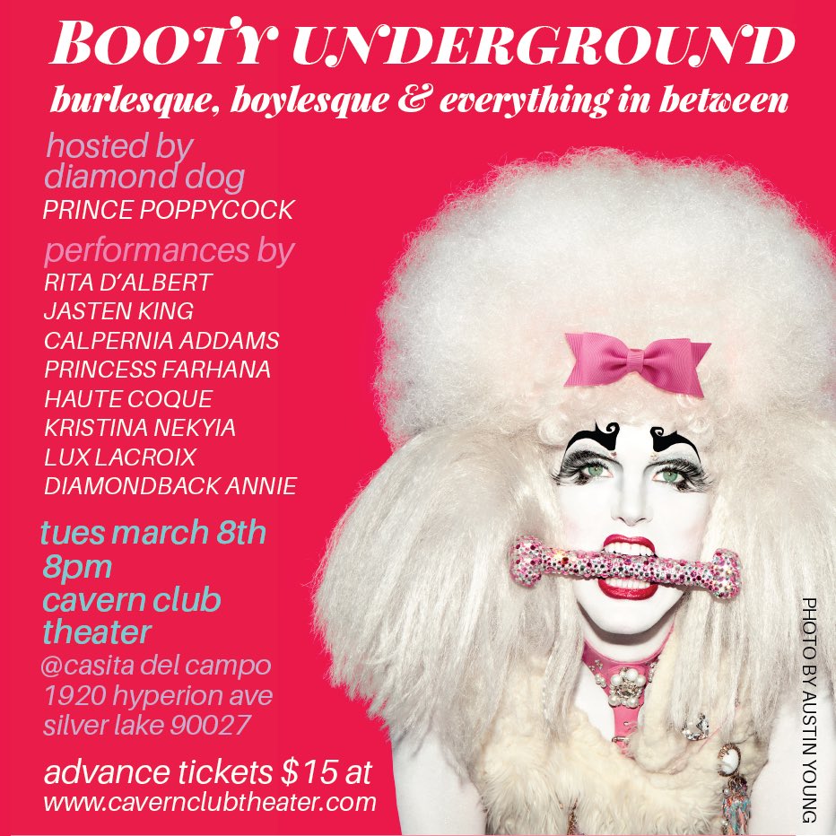 BOOTY UNDERGROUND returns TONIGHT to the Cavern Club Theatre!! 8pm show time! Tix 
tiny.cc/BootyMarch8