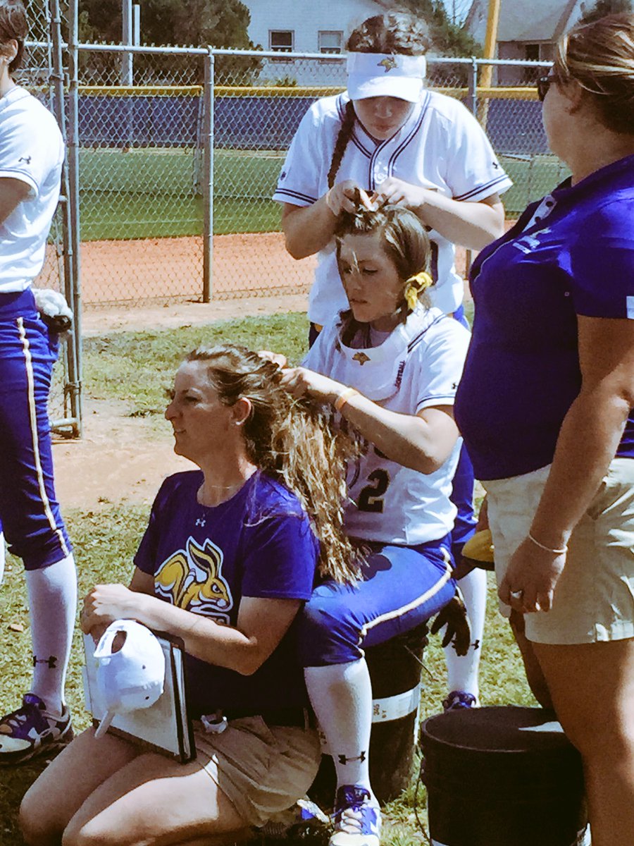 GoJacksSoftball's tweet photo. Look good, play good. #BraidTrain #💙🐰💛 https://t.co/ho3bkuioEG