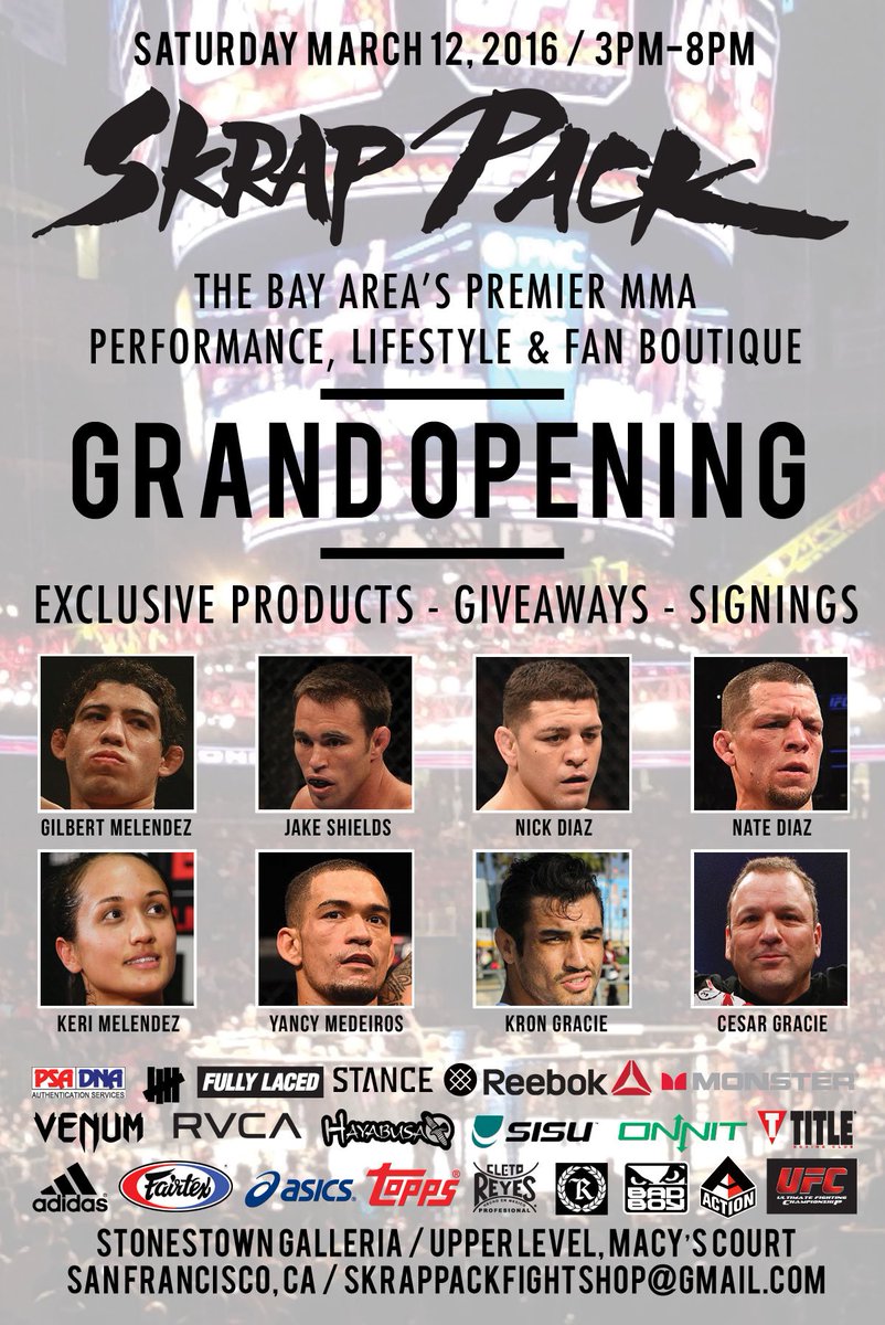 Fully Laced (@fullylaced) on Twitter photo Come thru the <a href="/SkrapPack/">Skrap Pack</a> Fight Shop grand opening, pick up some gear & meet your favorite #skrappack fighters. Come thru the <a href="/SkrapPack/">Skrap Pack</a> Fight Shop grand opening, pick up some gear & meet your favorite #skrappack fighters.