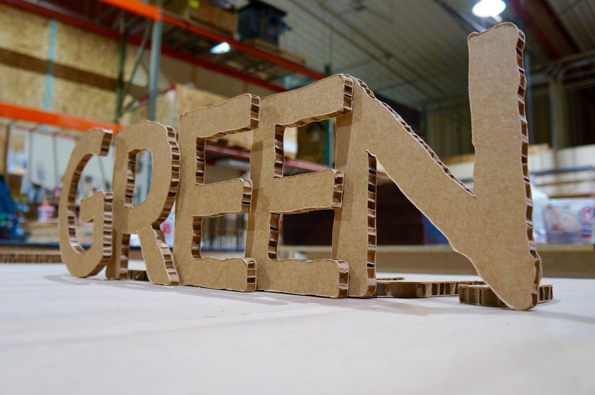 CDScandoit's tweet photo. These cardboard letters for Raley's not only spell green but they are green -100% recyclable. #authentic #cdscandoit https://t.co/Z5KTtTfh2R