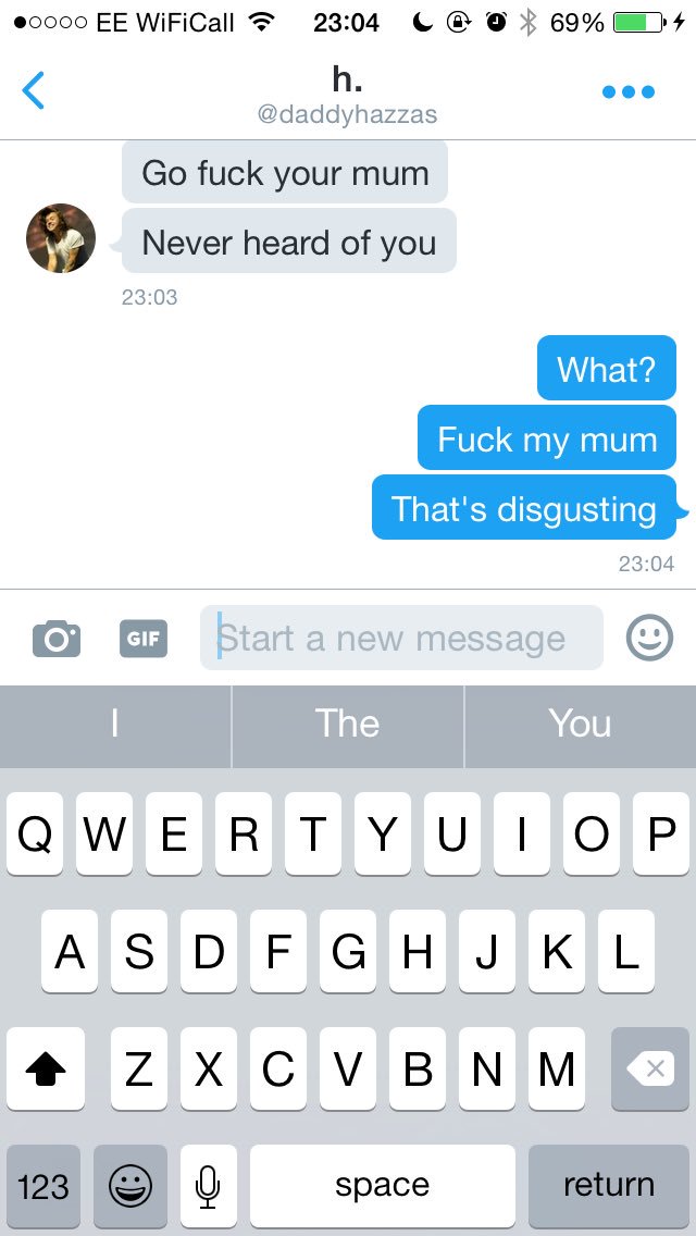 Blocking and reporting this sick weirdo. What the actual fuck