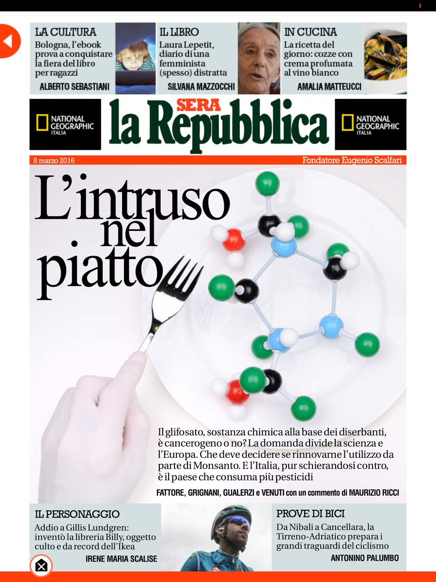 RepubblicaSera's tweet photo. Il glifosato, sostanza chimica alla base dei diserbanti, è cancerogena o no? La domanda che divide l'Europa #rsera https://t.co/9t7EZznm2L