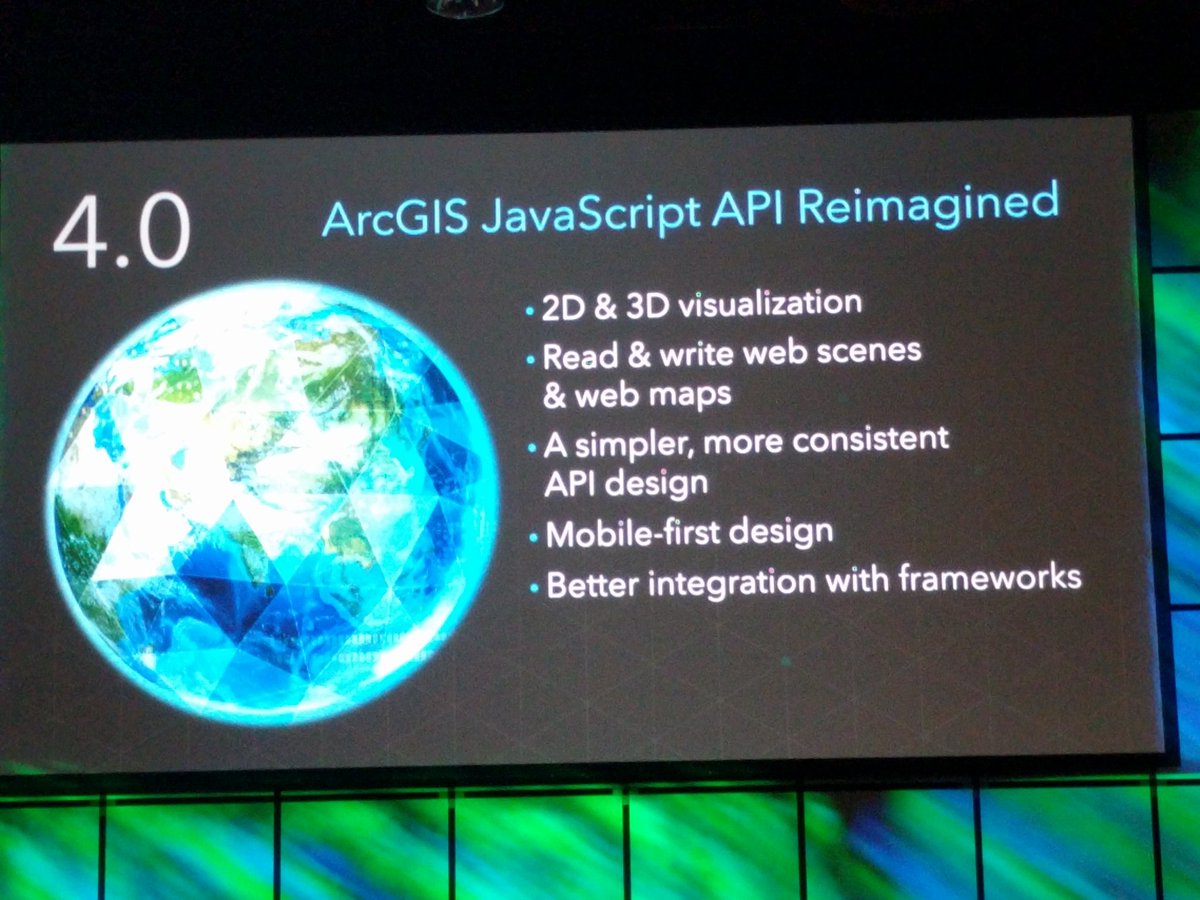 CalumMButler's tweet photo. 4.0 JS API - Better integration with frameworks. #DevSummit https://t.co/UaxBnNqOte