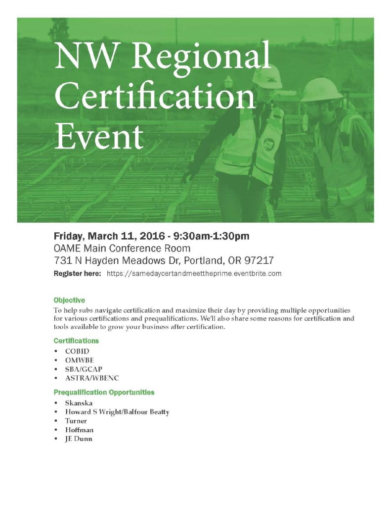 BIDSPDX's tweet photo. Come visit us @OAME this Friday! #pdxevents #MWESB #prequalopportunities #safetyfirst #construction https://t.co/qc7FwwJ37Y
