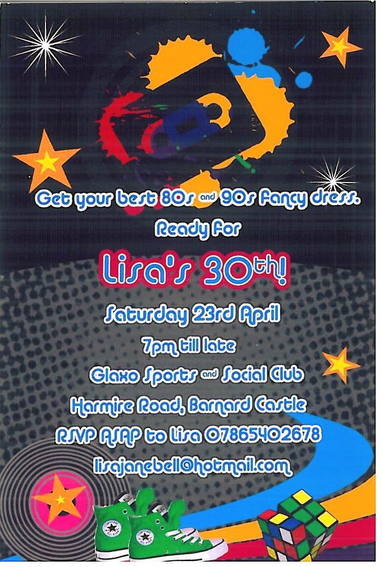 LisaJBell23's tweet photo. @GaryBarlow On 23/04 I'm 30! I'm having an 80s/90s themed party&amp;you're invited 😉 would be fab to have you there ❤️ https://t.co/HU0hEqbGk2