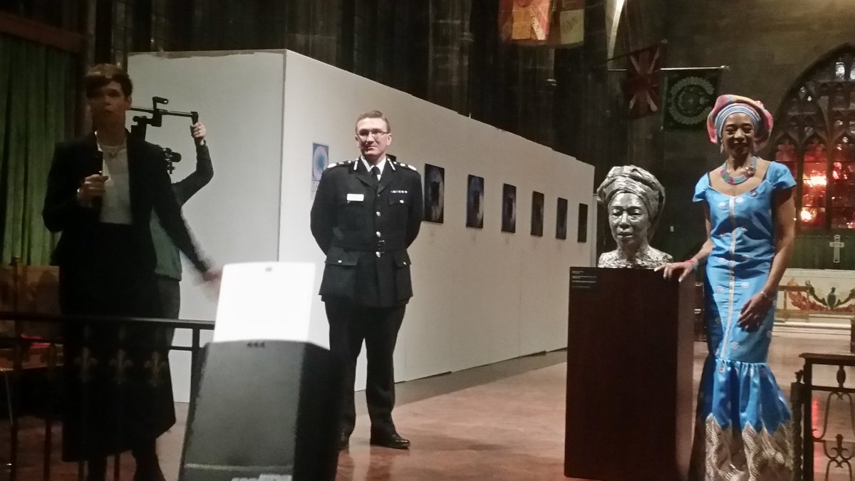 Andrew4Didsbury's tweet photo. At Manchester Cathedral for unveiling of #erinmabell by #karenlyons #womanchesterstatue @warp_weft https://t.co/Bo3gnpi6Pn