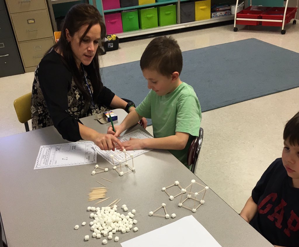 Gullickson1st's tweet photo. 1st graders are learning about 2D & 3D shapes by creating their own #mathyoucaneat @kristinebents @BBEschools https://t.co/LYHxukqard