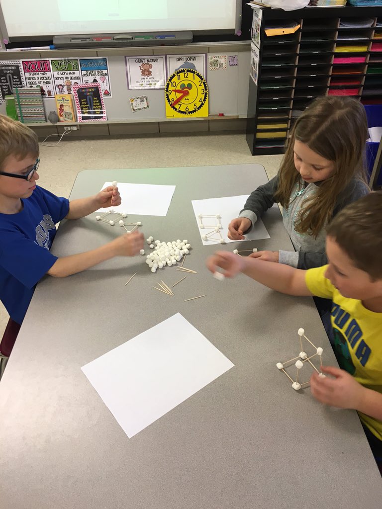 Gullickson1st's tweet photo. 1st graders are learning about 2D & 3D shapes by creating their own #mathyoucaneat @kristinebents @BBEschools https://t.co/LYHxukqard