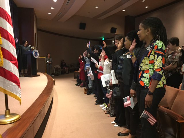 USCIS's tweet image. As part of #WomensHistoryMonth, we celebrated #InternationalWomensDay with a naturalization ceremony in Atlanta!