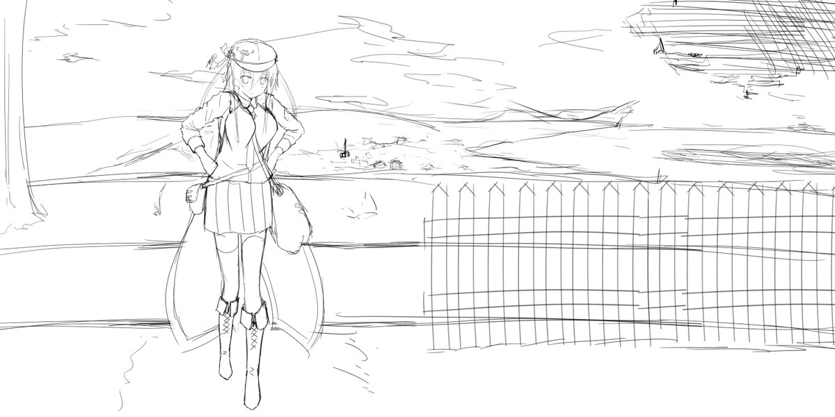 久しぶりの大ラフ投下 うちの娘&amp;背景
無駄に横長なのはホムペのメールページの背景にしようと思っているので、そのスペースです。あまりにも寂しかったので、浮かべました。 