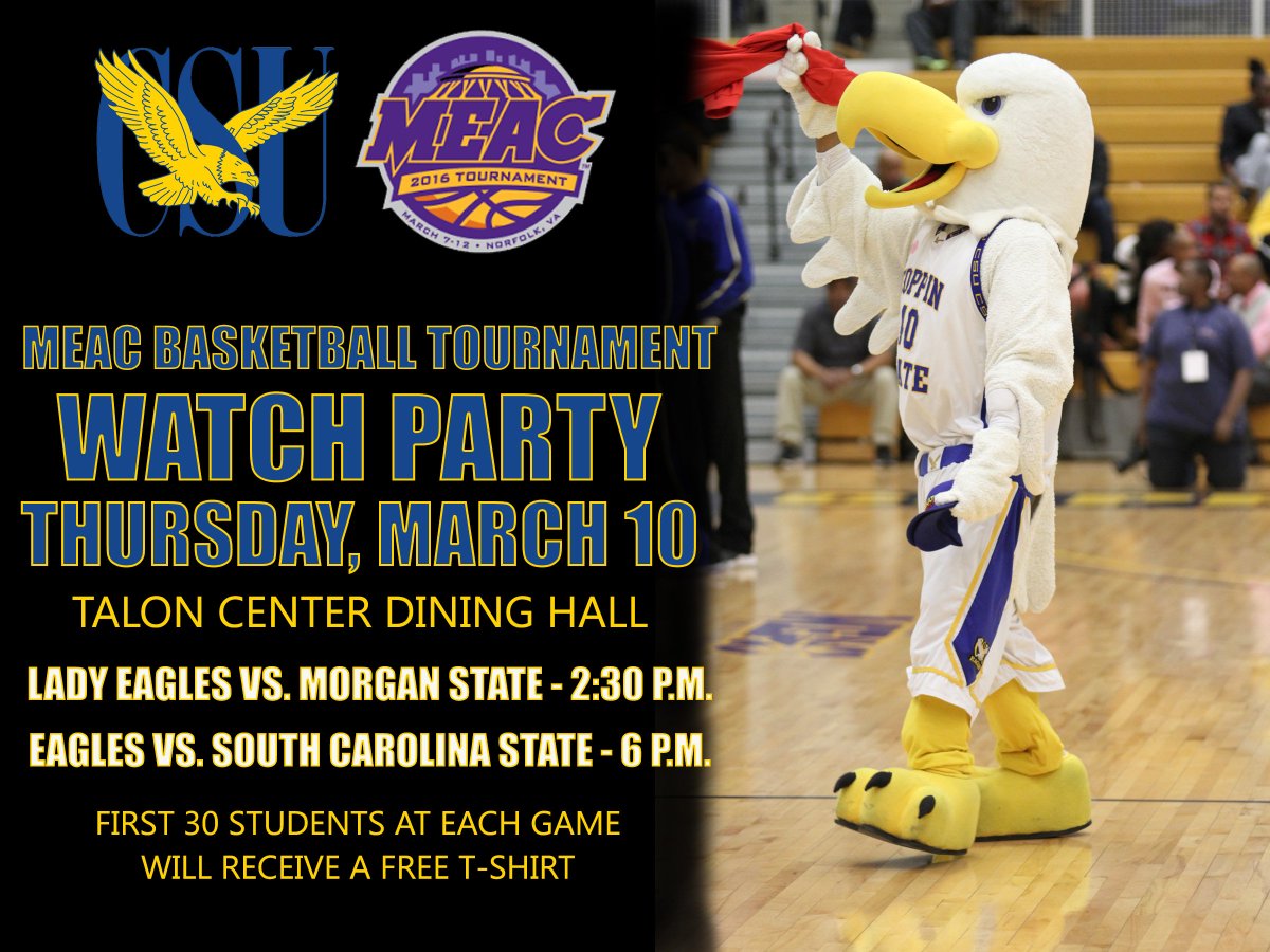 coppinsports's tweet photo. Come out to the #CSUWatchParty in the Talon Center dining hall on Thursday, March 10th.
#CSUvsMSU
#CSUvsSCSU https://t.co/DxmD09ZZLk