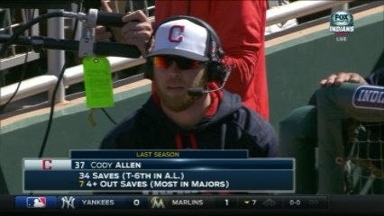 FanDuelSN_CLE's tweet photo. Talking with Cody Allen right now during #IndiansST. https://t.co/v52K3csczZ