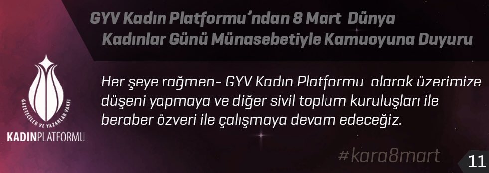 KadinPlatformu's tweet photo. #kara8mart           
#KadinHakkiInsanOnuru

https://t.co/qG9bVTGB5S https://t.co/qkp05DOO7F