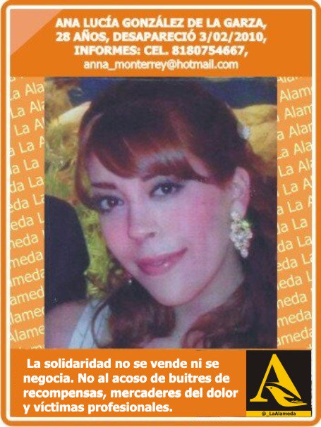 _LaAlameda's tweet photo. #Tebuscamos Ana González de la Garza, 28 años, 3/2/10 inf 8180754667 anna_monterrey@hotmail.com @Cicmty @Catolico40 https://t.co/YmAAoa8tgf