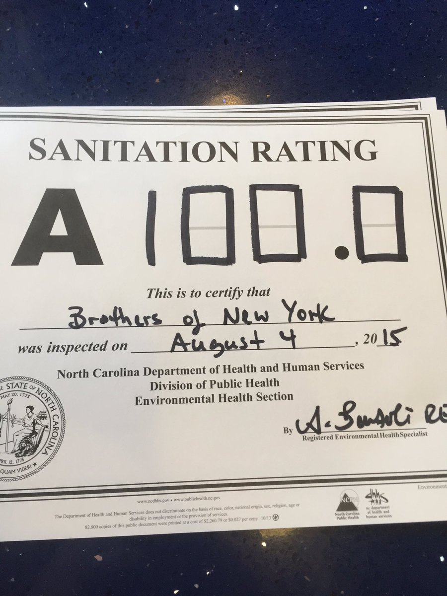brothersofny's tweet photo. Back to back 100 sanitation score. 💯💯 https://t.co/GhfYlgGkT1