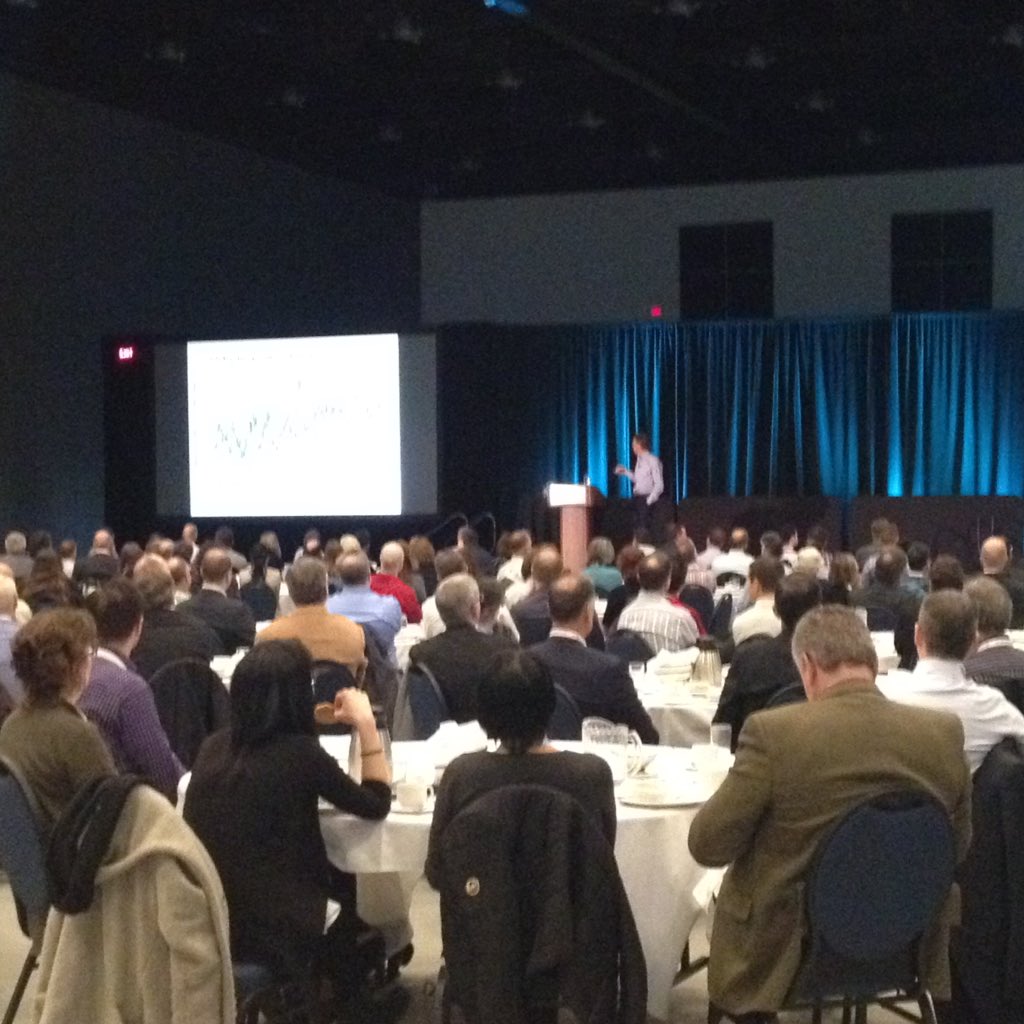 geoconvention's tweet photo. We've always known #Calgary likes to talk about the weather! Big turn-out for the climate change lunch at #geocon16 https://t.co/Gd9WiAmtV4