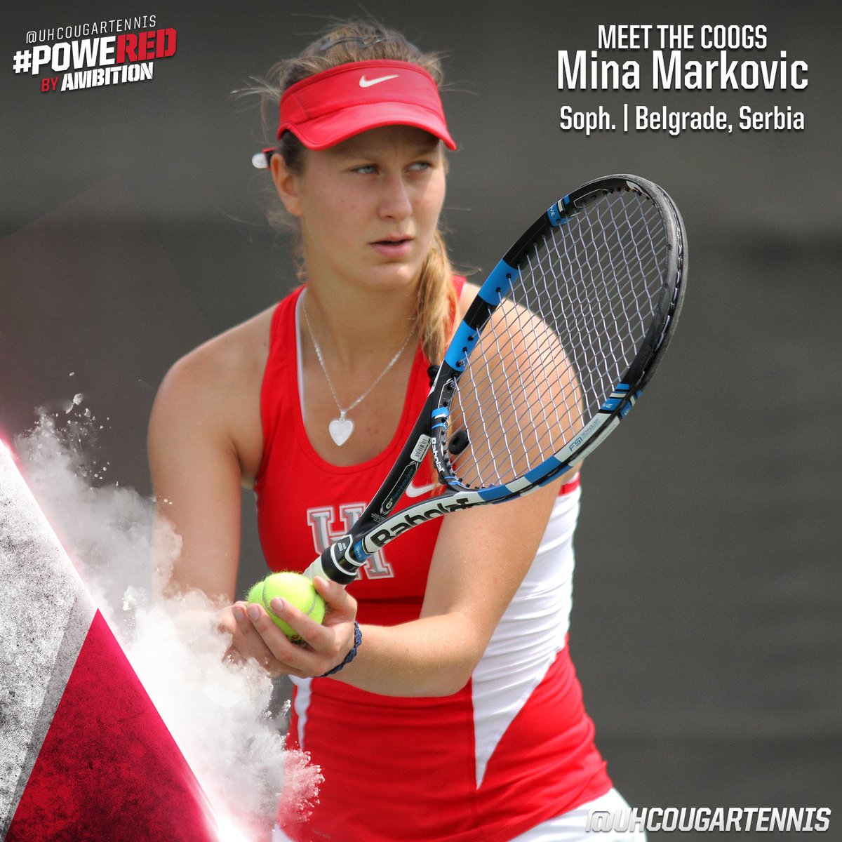 UHCougarTennis's tweet photo. Meet Mina Markovic, a sophomore from Serbia! Check our Twitter this week to learn more about Mina! #MeetTheCoogs https://t.co/crykpJTGLI