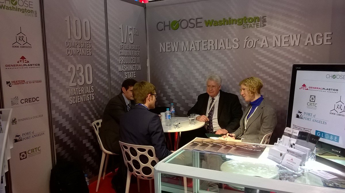 WAStateCommerce's tweet image. Opening day #JECWorld2016! Pt. Angeles and @Pencollege promote #composites recycling tech center @ChooseWA