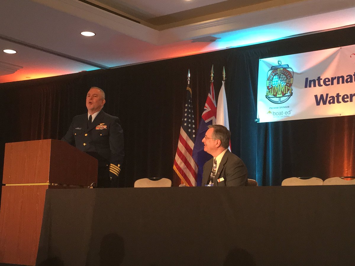 USCG CAPT Thomas Boross and Jeff Hoedt at the opening session of the IBWSS. @Ibwss16 #safeboating