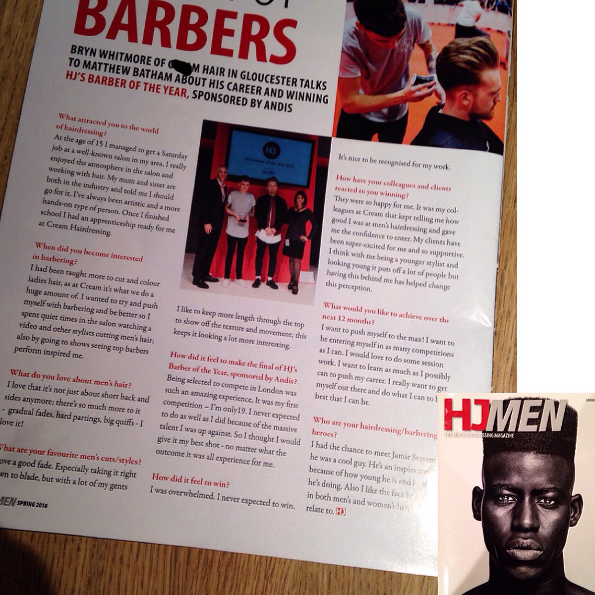 Very happy to have been featured in the hj men magazine! #hjbarberoftheyear2015 💈✂️
