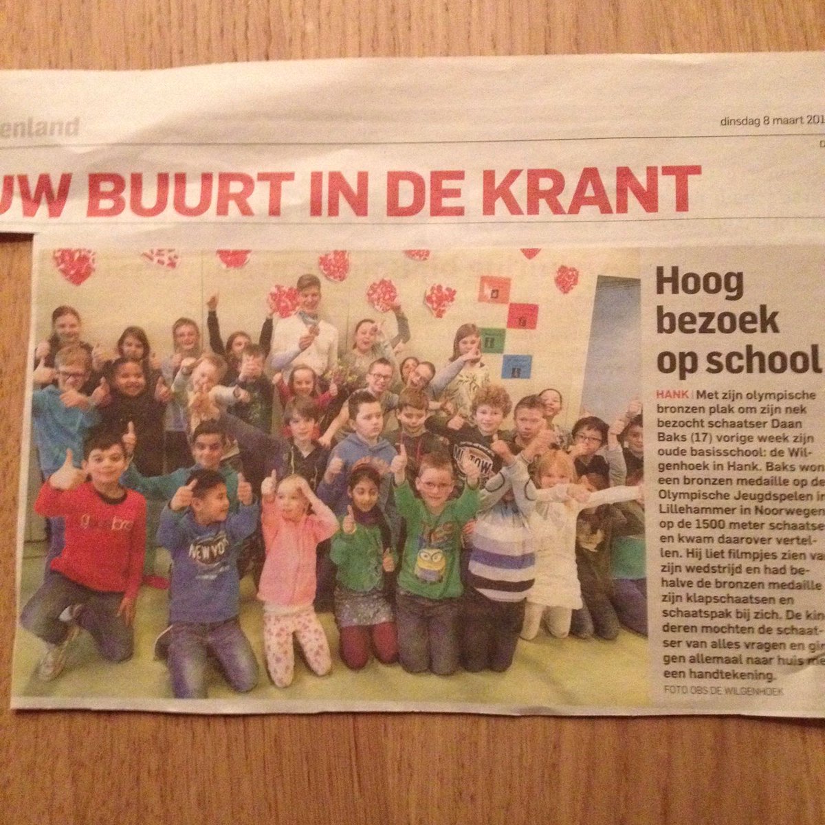 Wat was het leuk! Bezoek v schaatstalent <a href="/BaksDaan/">daan baks</a> aan zijn oude school <a href="/obsdewilgenhoek/">obs de wilgenhoek</a> #Hank. We waren best trots!